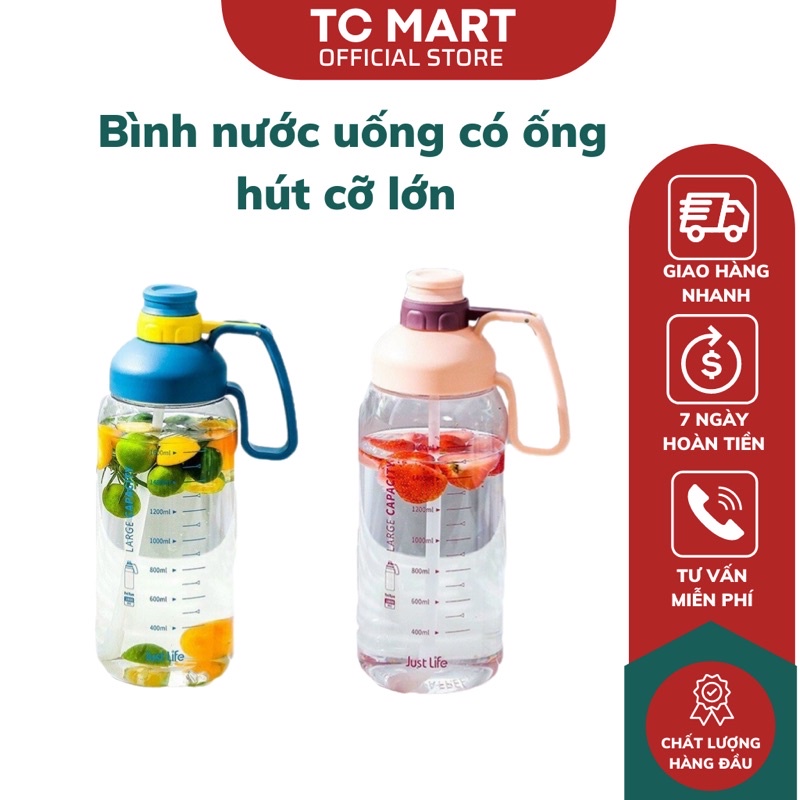 Bình Nước Uống Có Ống Hút Cỡ Lớn
