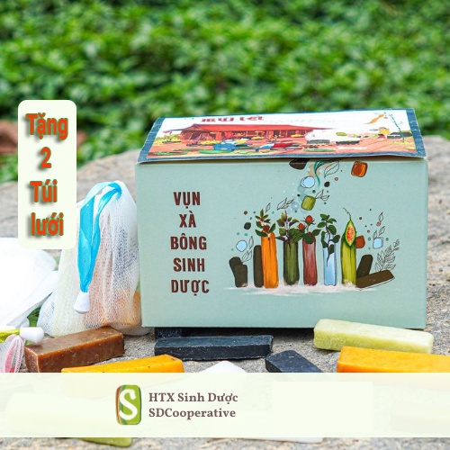 Vụn xà bông sinh dược chiết xuất từ thiên nhiên, Hộp 1kg - Tặng kèm 2 túi lưới tạo bọt