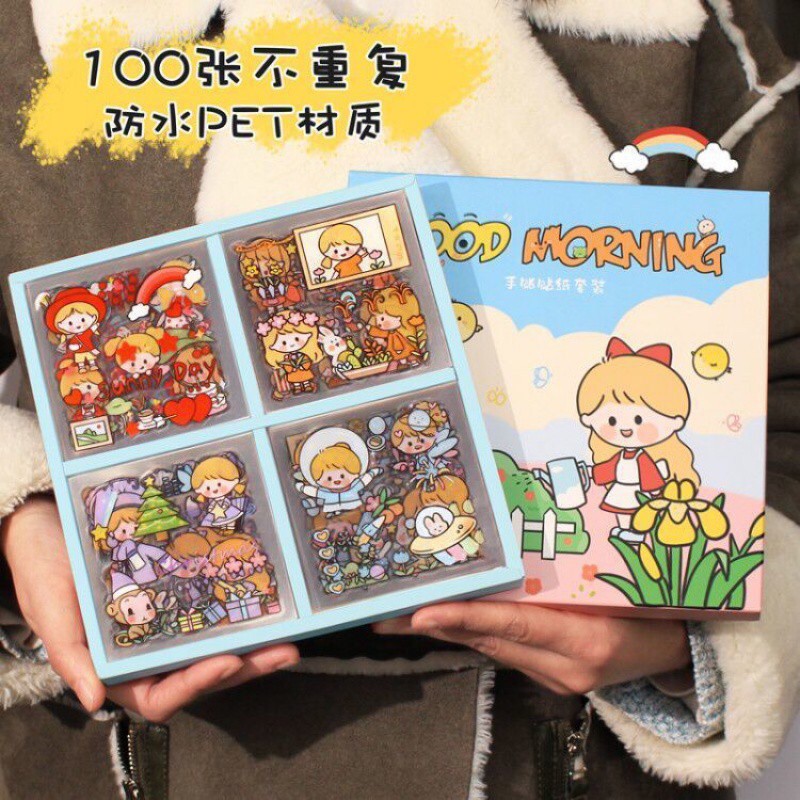 💥BỘ 1000 STICKER TELADO CÔ GÁI VÀ BÉ THỎ GOOD MORNING💥 | BigBuy360 - bigbuy360.vn