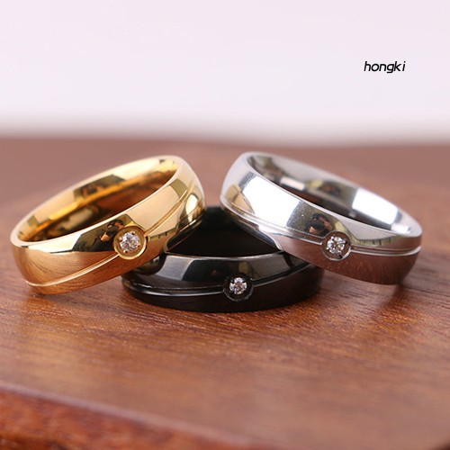 Nhẫn cưới chất liệu thép titan đính đá nhân tạo cỡ 6-11