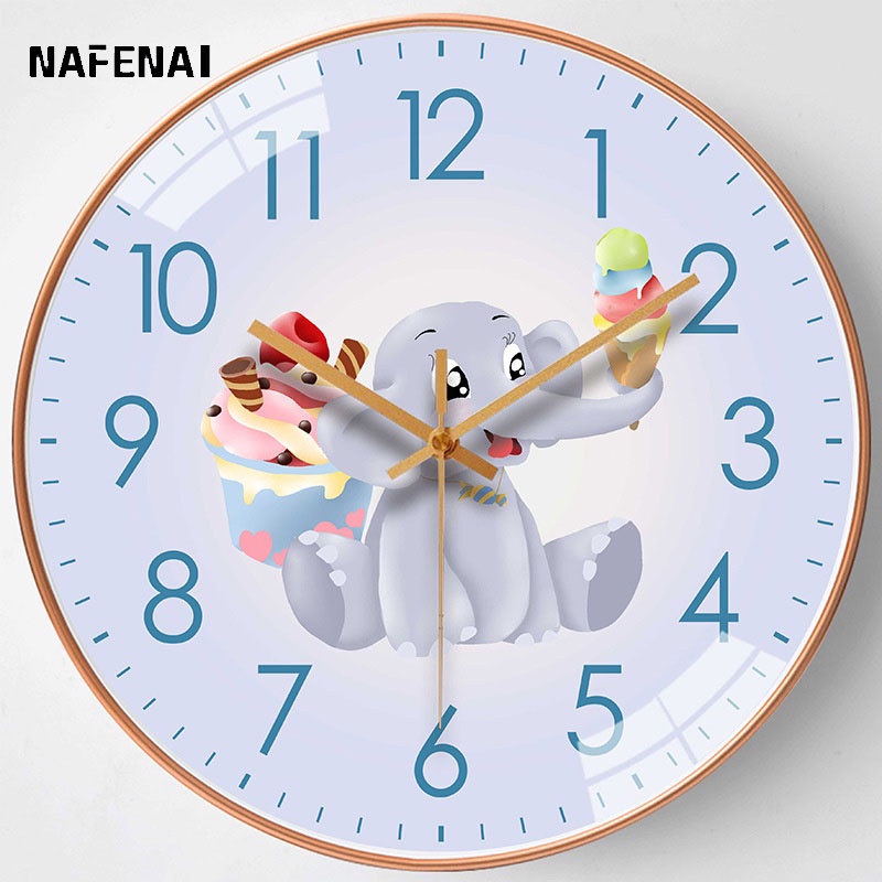 Nafenai Đồng hồ treo tường cho phòng khách phòng ngủ hình hoạt hình đơn giản dễ thương