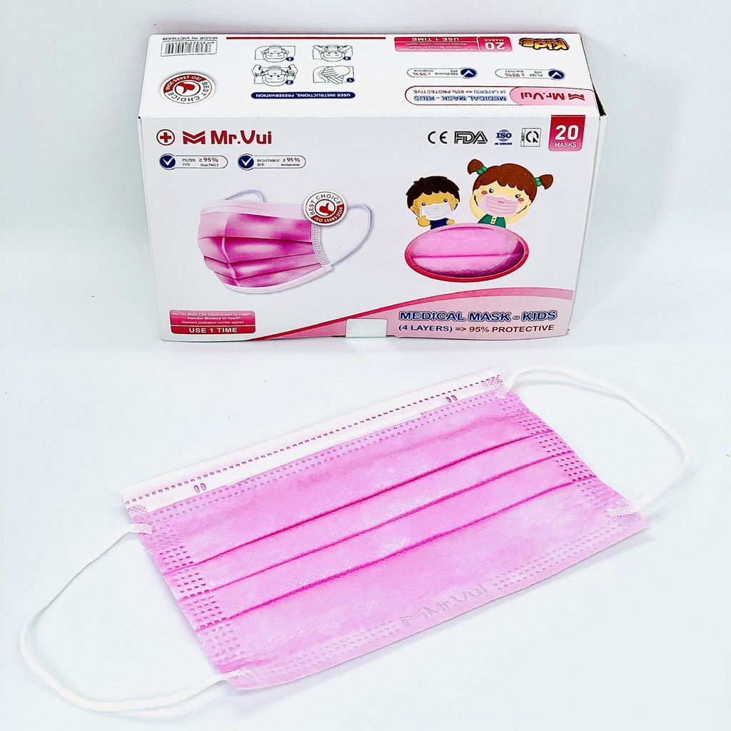 Khẩu trang y tế 4 lớp cho bé Mr. Vui hộp 20 cái