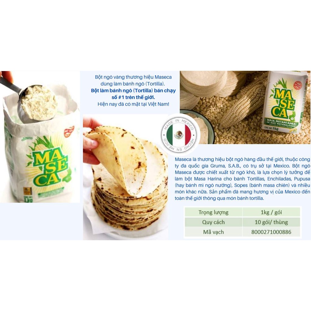 Bột bắp / bột ngô vàng Maseca 1kg