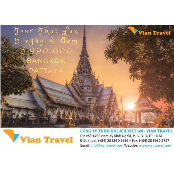 Tour Thái Lan Bangkok – Pattaya 5N4Đ 2019