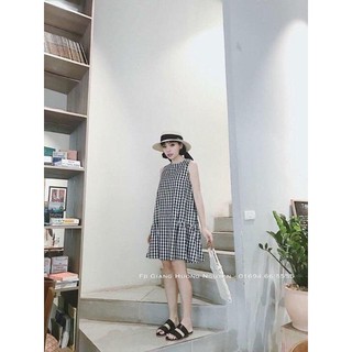 Đầm đuôi cá kẻ ô siêu xinh