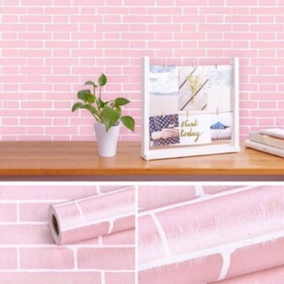 Giấy dán tường giả gạch hồng khổ 45cm