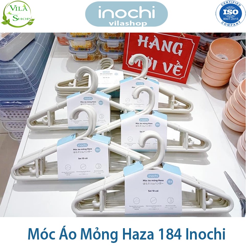 [ Set 10 ] Móc Treo Quần Áo, Móc Quần Áo Mỏng Hara 184, Bộ Sưu Tập Móc Quần Áo Người Lớn Nhựa Cao Cấp Inochi