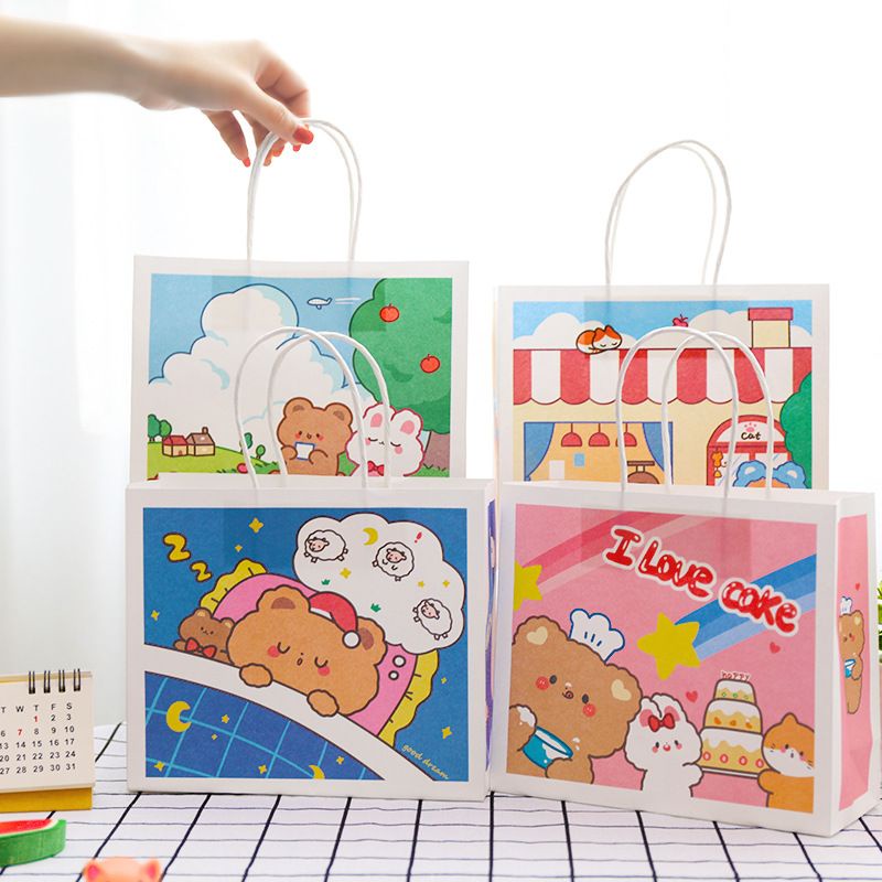 Túi giấy đựng quà 21x8x18cm mẫu gấu cute