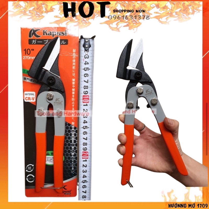 KÉO CẮT TÔN MỎ NGHIÊNG 45 ĐỘ KÍCH THƯỚC 10 INCH HÃNG KAPUSI NHẬT BẢN