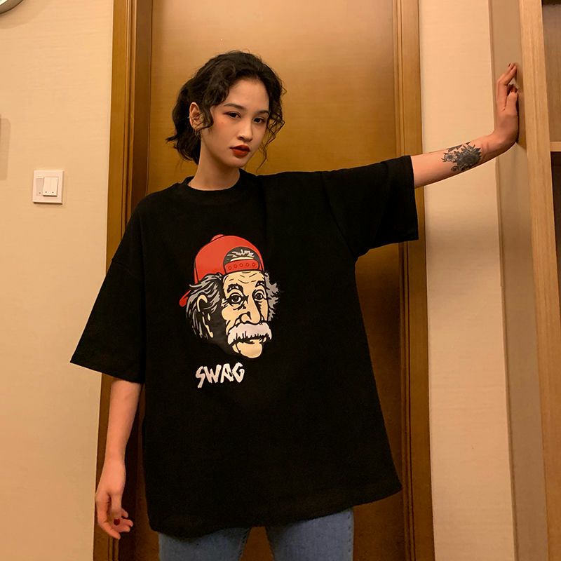 Áo Thun Tay Lỡ 100% Cotton Form Rộng Unisex Ulzzang Nhà Bác Học
