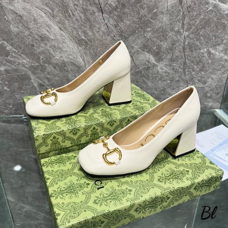 Giầy Gucci Gót Trụ 2 Màu Trắng Đen Full Size 35-39
