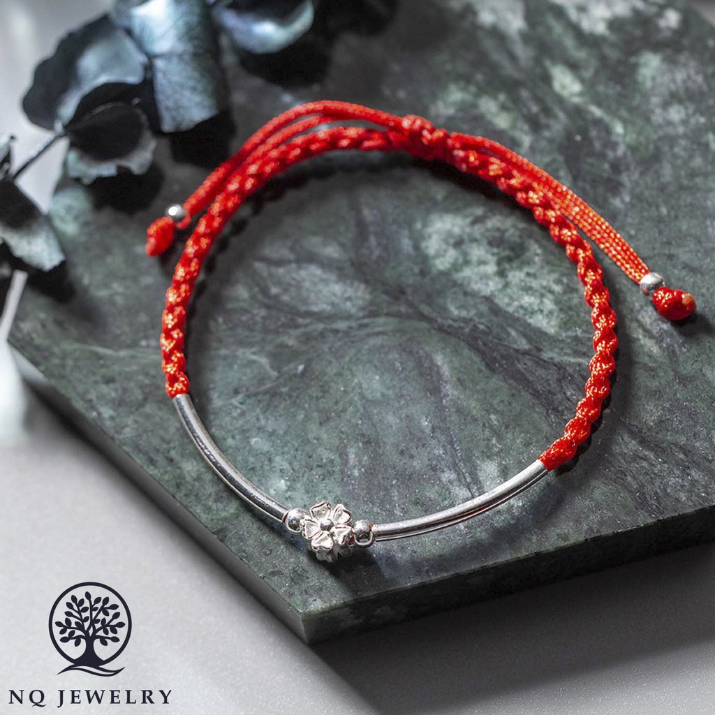 Vòng thắt dây đỏ cỏ 4 lá may mắn - NQ Jewelry