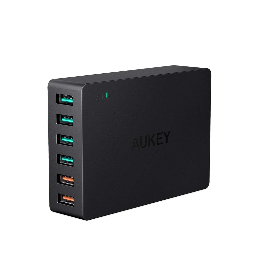 Cốc Sạc 6 Cổng Aukey PA-T11 Tổng Công Suất Tối Đa 60W, 4 Cổng AiPower + 2 Cổng Quick Charge 3.