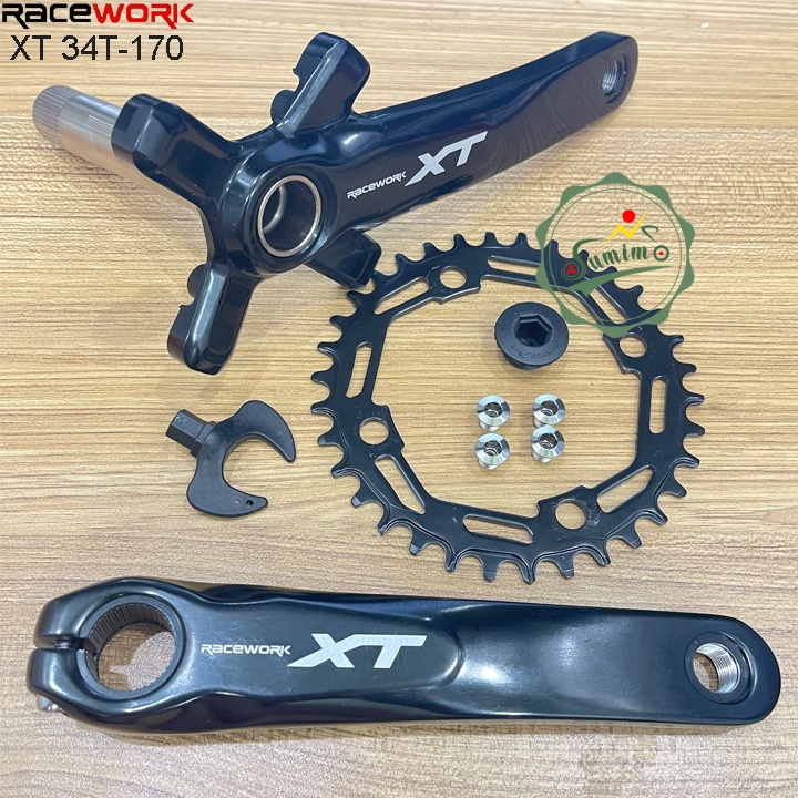 Giò dĩa xe đạp - Đùi dĩa cốt rỗng RACEWORK XT 34T-170 kèm BB-68/73 - Chính hãng