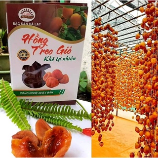 hồng treo gió Cầu Đất được chế biến theo qui trình công nghệ Nhật Bản hồng treo gió có vị ngọt tự nhiên đóng gói 500g
