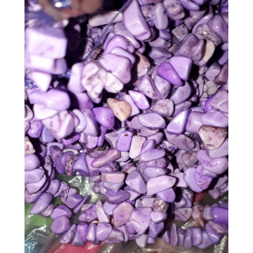 Đá ngọc lam vụn màu tím nhạt dây 20/40/80cm thiên nhiên làm trang sức handmade