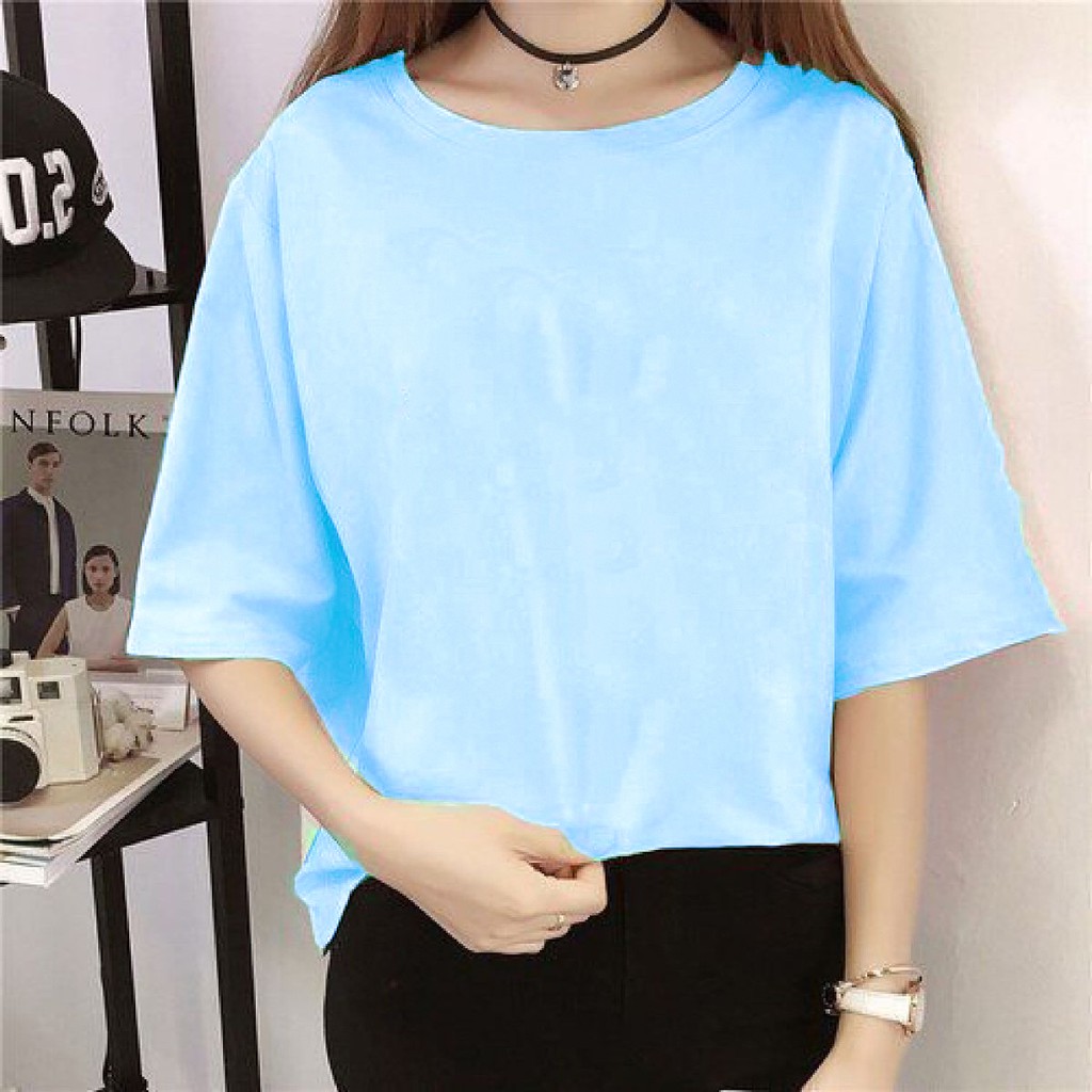 Áo thun nam nữ form rộng VHL, áo phông tay lỡ trơn màu Xanh Ngọc