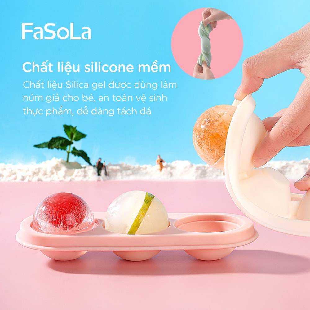 Khay silicon làm đá, trà, trái cây viên tròn, vuông FASOLA FSLYL-006; FSLYL-005