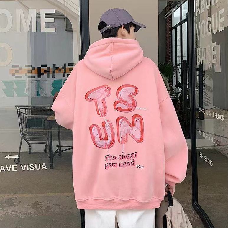 Áo Hoodie Màu Hồng Dáng Rộng Phong Cách Hong Kong Thời Trang Mùa Thu Cho Nam Và Nữ