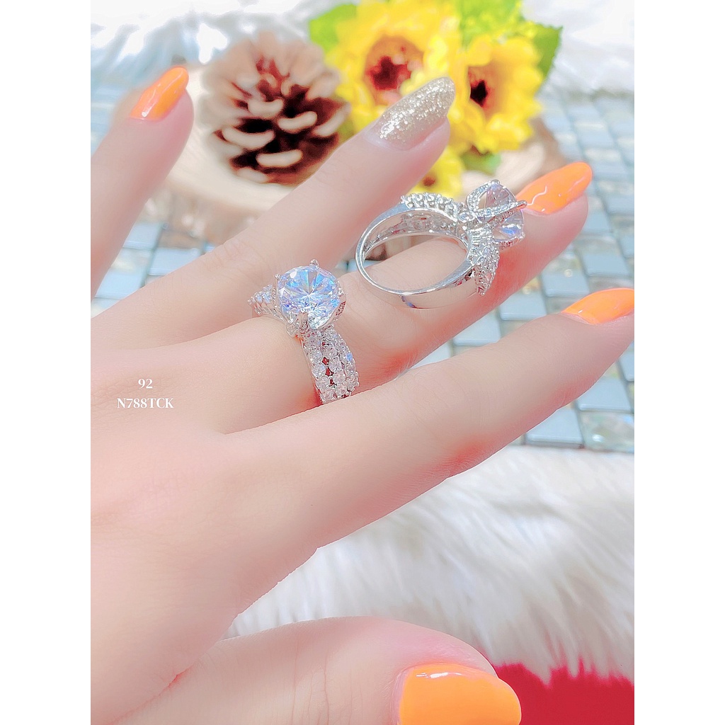 UHA - Nhẫn nữ đá màu UHA mạ 18k - xi kim đính đá CZ N788