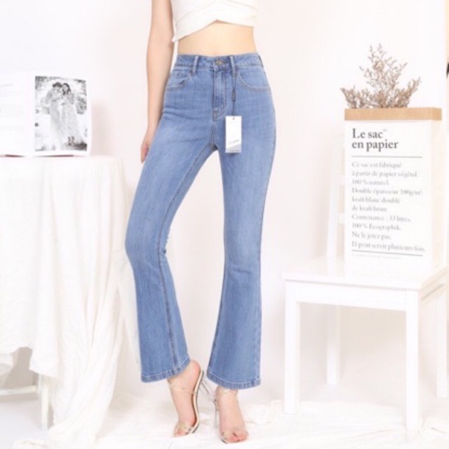 QUẦN JEANS NỮ ống loe dài 9 tấc hàng vnxk chất co dãn mềm siêu tôn dáng