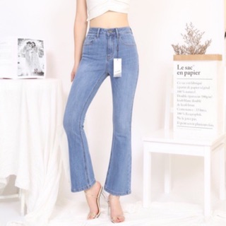 QUẦN JEANS NỮ ống loe dài 9 tấc hàng vnxk chất co dãn mềm siêu tôn dáng