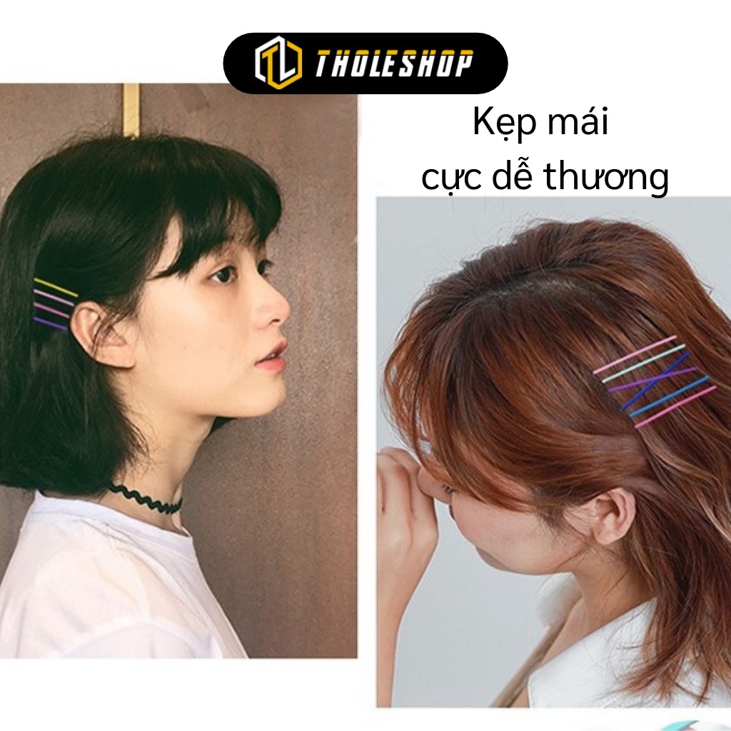 Kẹp Tăm - Set Kẹp Tóc Gợn Sóng Màu Cầu Vồng Đơn Giản, Thời Trang Cho Bạn Nữ 6544