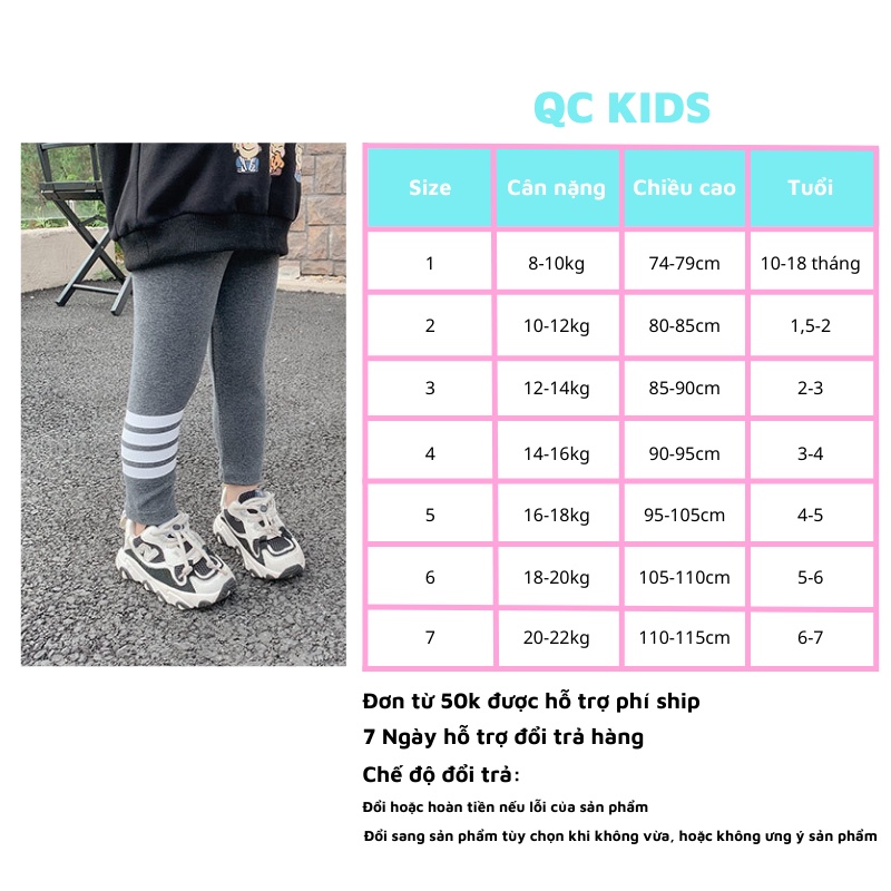 Quần legging bé gái dài xuất dư 1 tuổi đến 5 tuổi QC-KIDS LG02