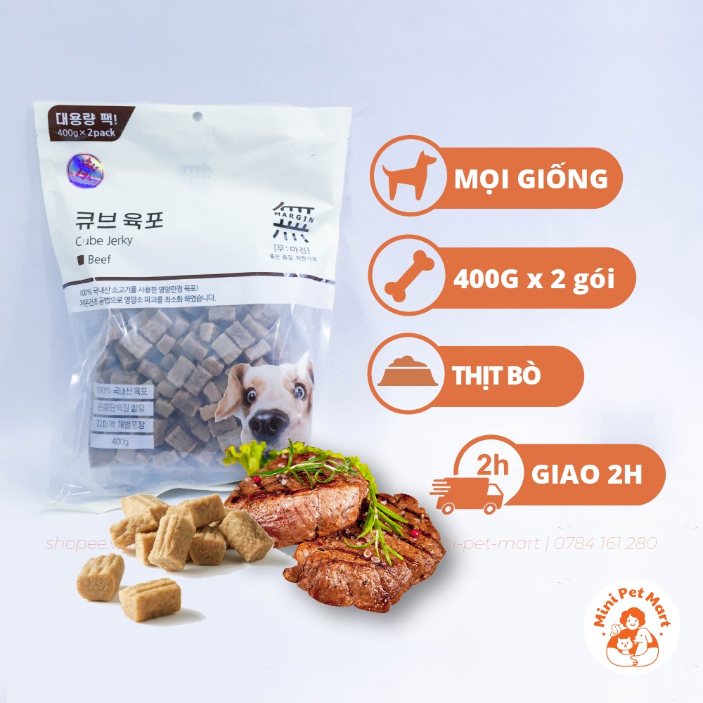Thịt bò viên cho chó BOWWOW 800g - snack, bánh thưởng cho chó