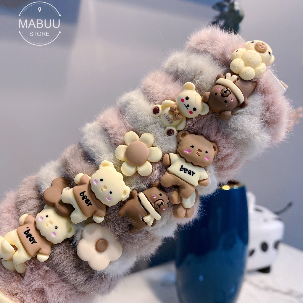 Dây cột tóc hàn quốc dễ thương nhiều mầu thiết kế viên lông êm mịn dễ thương với nhiều hình thú lẻ 1 cái