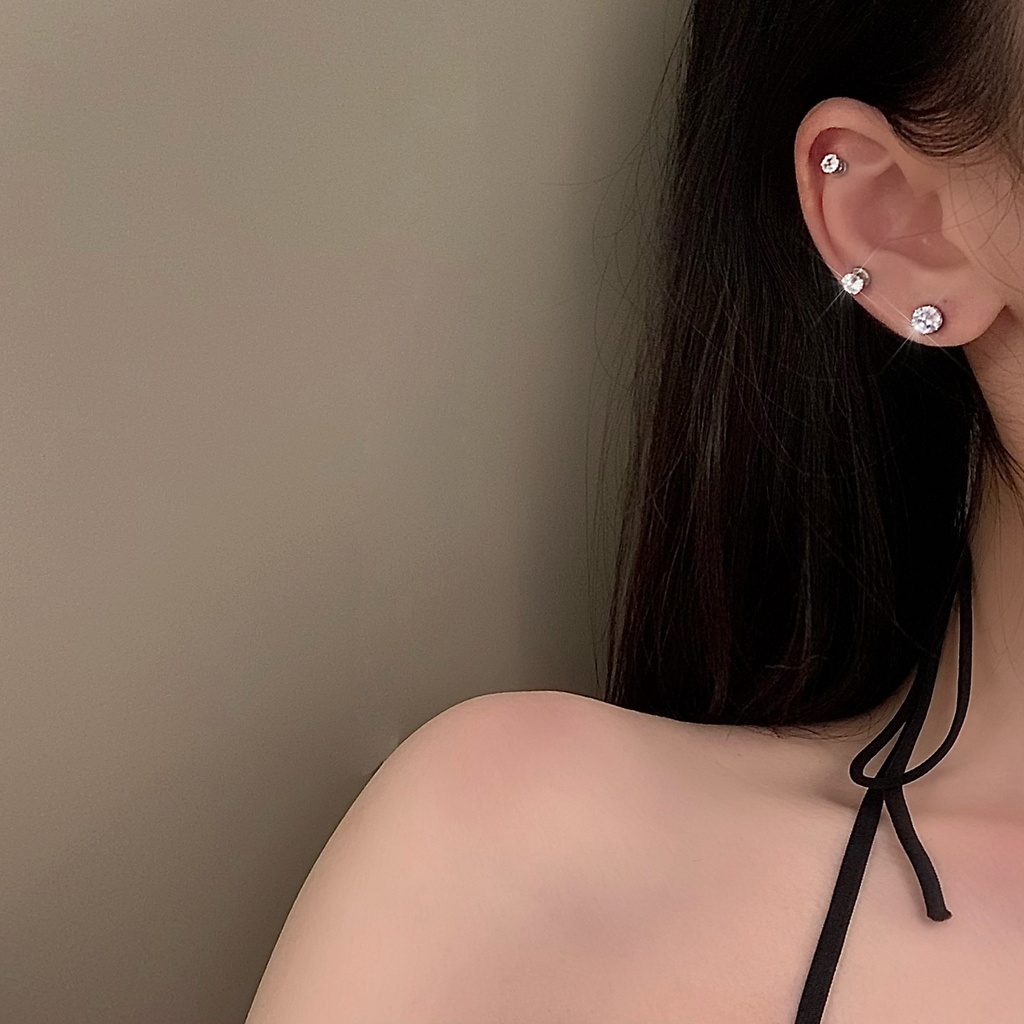 Khuyên Tai Đính Đá Hút Nam Châm Kiểu hip-hop Sáng Tạo Cá Tính Cho Nữ