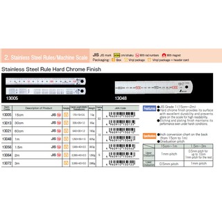 Thước lá Shinwa- Nhật Bản, Thước lá mạ Crom 13021 (60 cm)