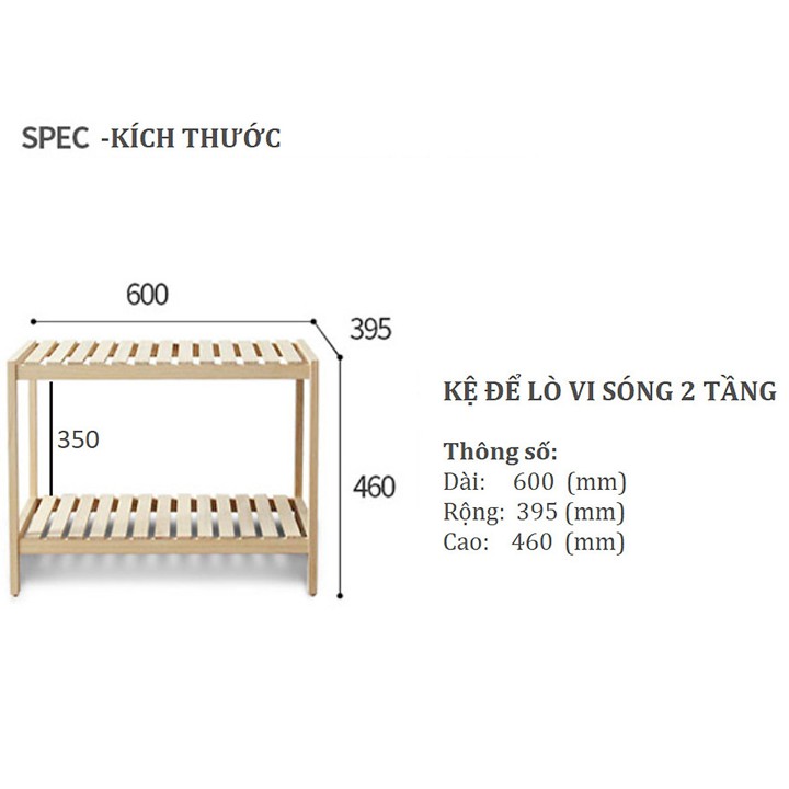 KỆ LÒ VI SÓNG GỖ THÔNG 2 TẦNG