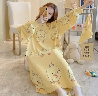 Đầm thun tay dài mặc nhà