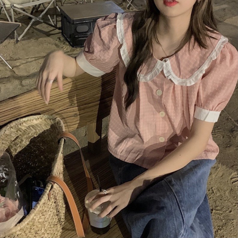 Áo hoa nhí baby doll cổ sen siêu yêu Ulzzang style  Hàng quảng Châu