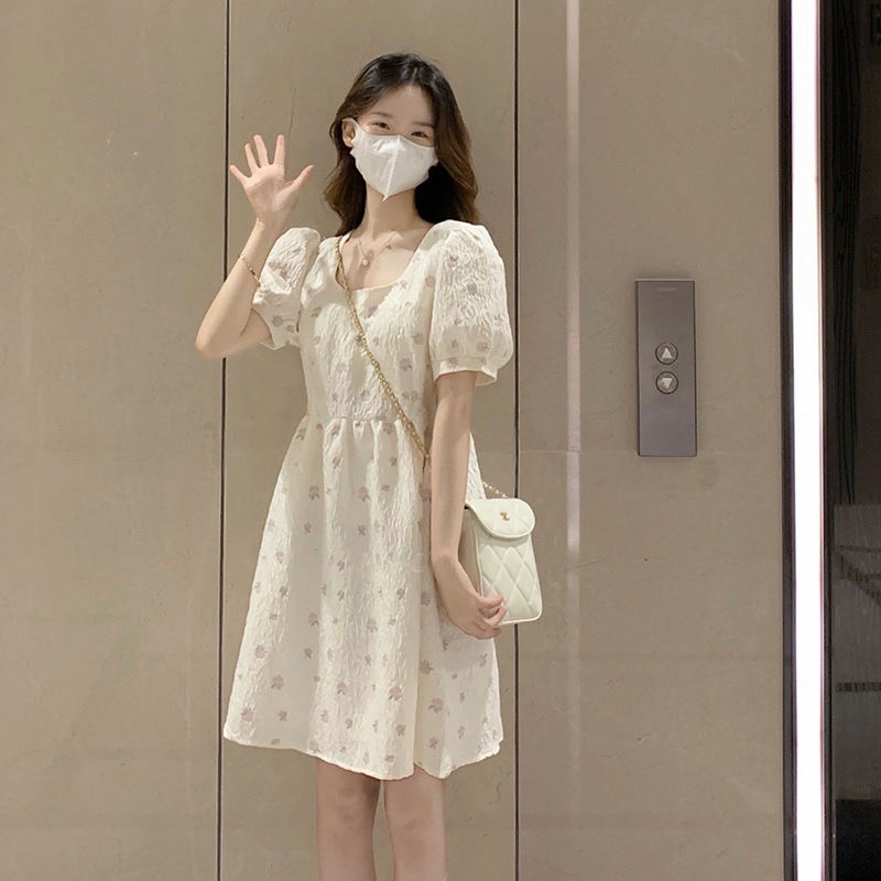 Đầm Váy Babydoll In Hoa Tím Dáng Xuông Tay Bồng Đáng Yêu Style Công Chúa | Smide Clothing