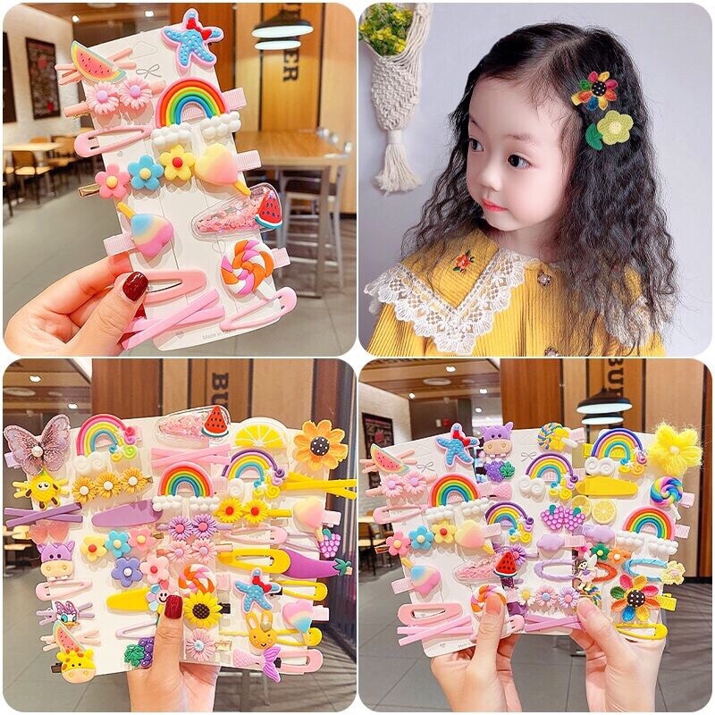🌺 Set 14 kẹp tóc xinh xắn đáng yêu cho bé gái