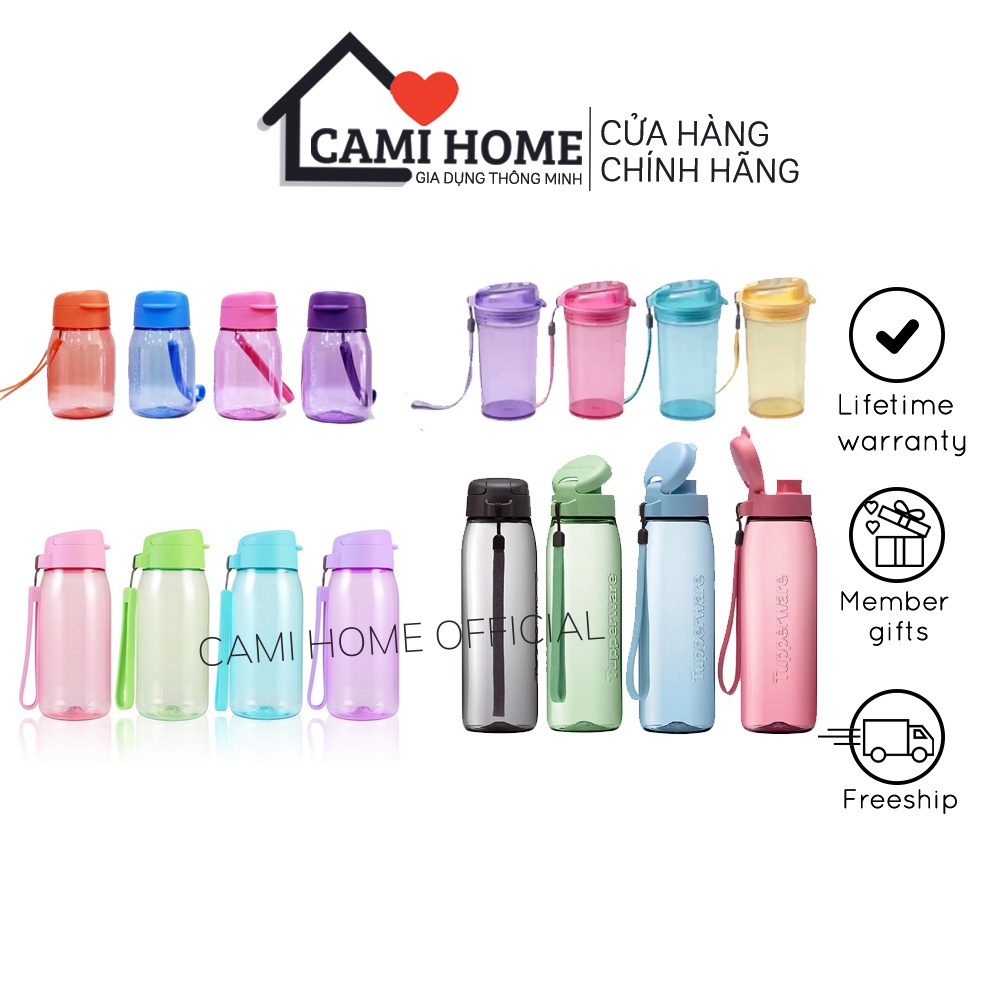 Bình nước nhựa có dây Lohas Flask bình nhựa nguyên sinh đựng nước nóng an toàn sức khỏe chính hãng TUPPERWARE