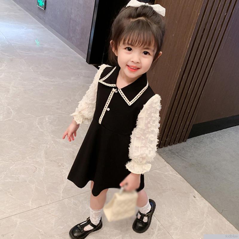 Đầm công chúa tay dài giả hai lớp thời trang Hàn Quốc cho bé gái