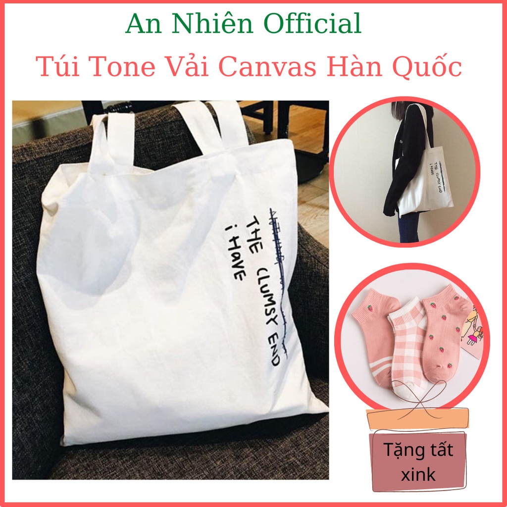 Túi Tote Vải Canvas Mềm Đẹp Đi Học Đi Chơi Cực Hot Hoạ Tiết Cún Con, Thời Trang Hàn Quốc