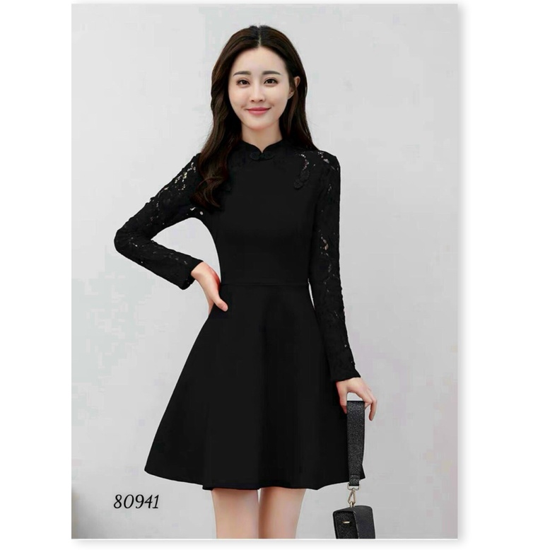 ĐẦM XÒE NỮ PHỐI REN PHONG CÁCH KÍN ĐÁO NHẸ NHÀNG TIỂU THƯ TKT