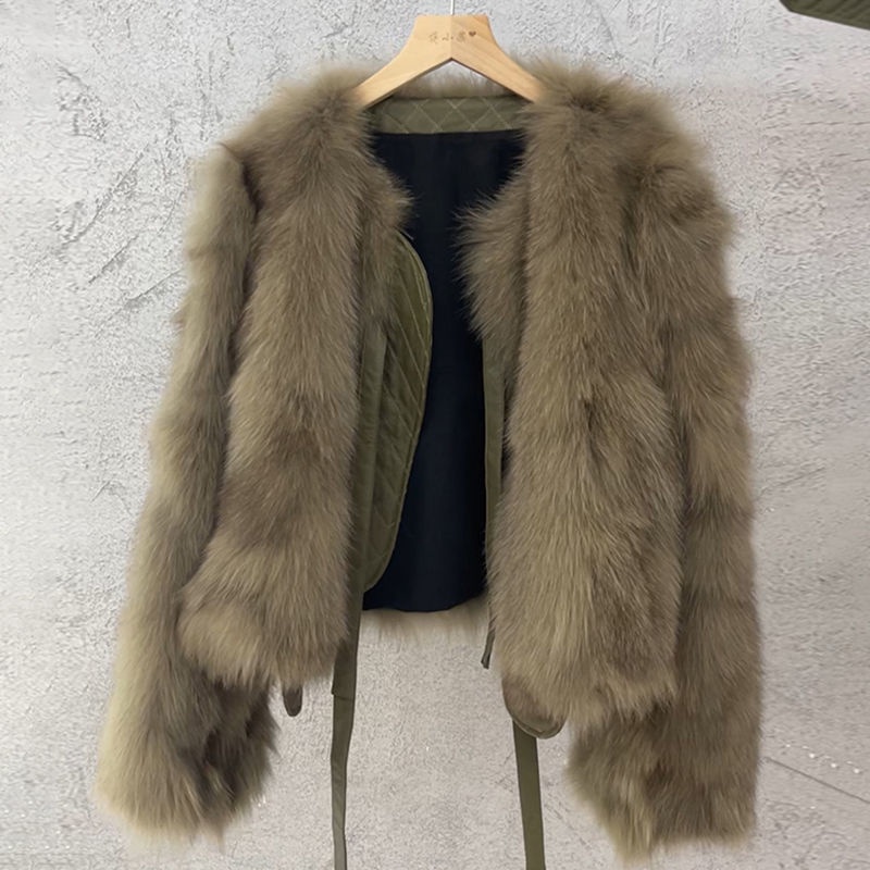 Áo khoác phối lông cáo dày dặn thời trang mùa đông cho nữ F&amp;X