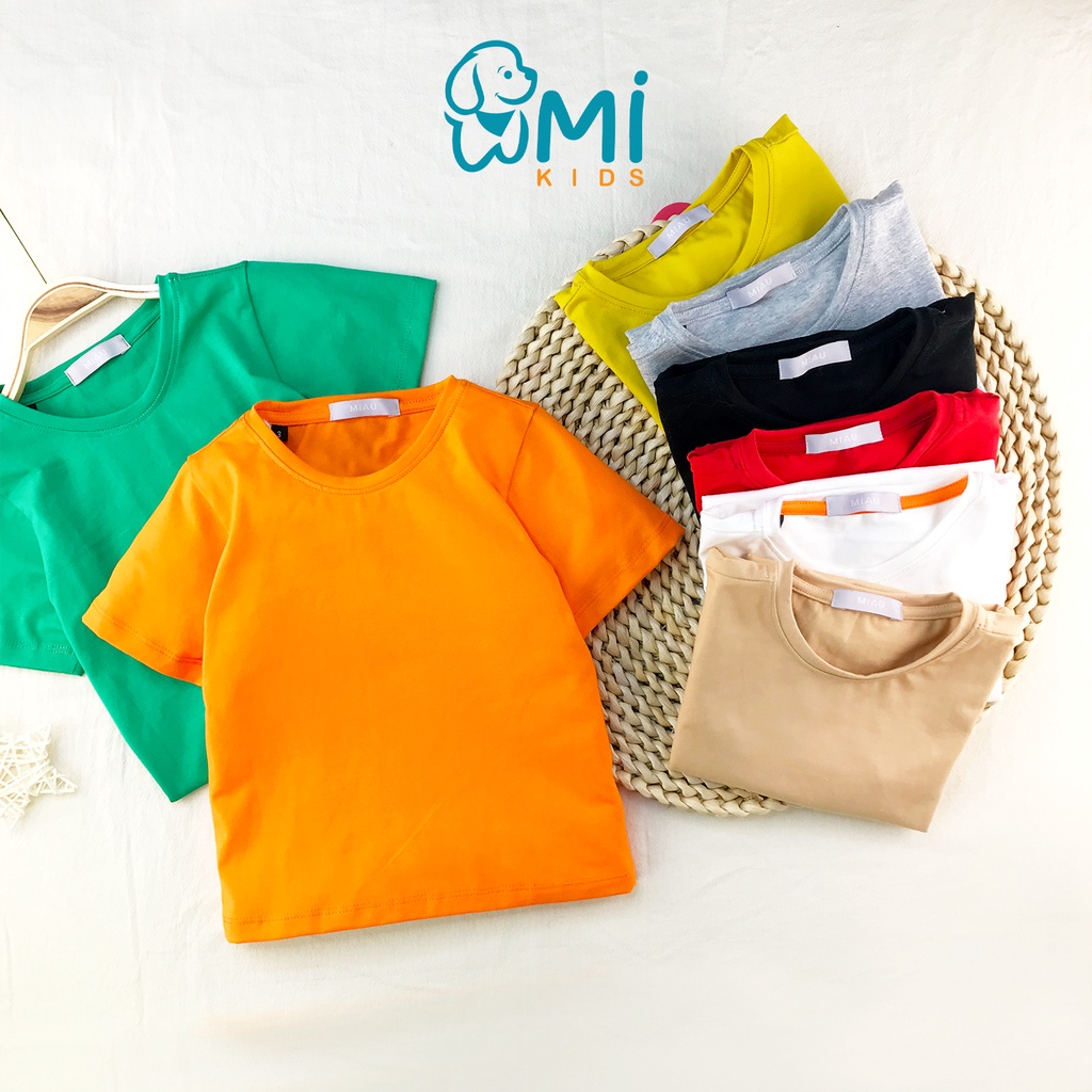 Áo Phông Trơn Ngắn Tay Cho Bé Trai, Bé Gái Size Đại Cồ 26kg đến 55kg, Chất Cotton Thoáng Mát