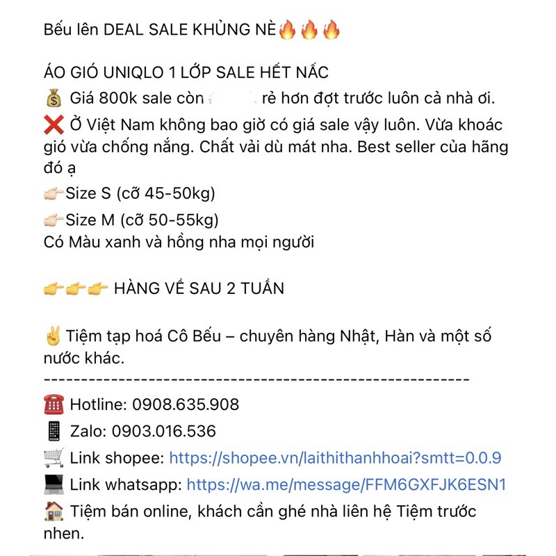 [NỘI ĐỊA NHẬT] Áo khoác gió U.niqlo vải dù 1 lớp siêu mát, hàng đi AIR về