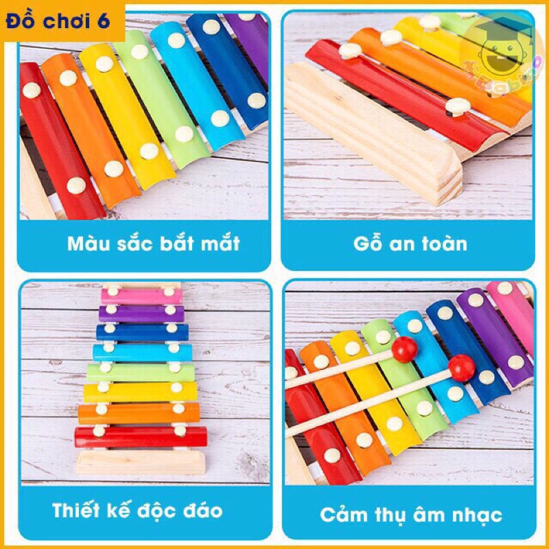 Đồ Chơi Gỗ Nhạc Cụ Đàn Gõ Xylophone 8 Thanh Cho Bé