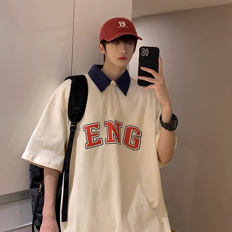 Áo Thun Polo Nam Nữ  Form Rộng Phối Cổ ENG Chất Tổ Ong Vải Dày Mịn Thoáng Mát Thiết Kế Thời Trang Kiểu Dáng Năng Động