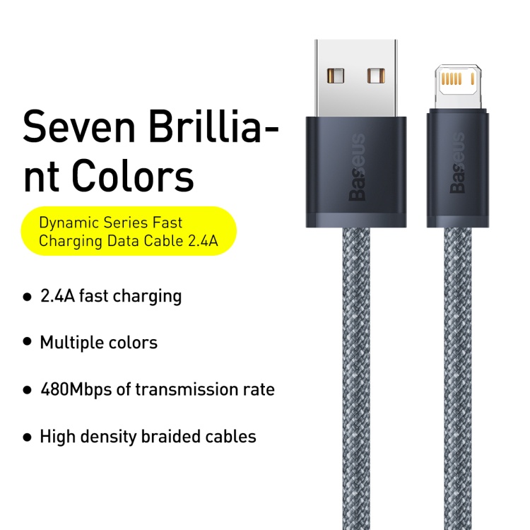 Cáp Sạc Cao Cấp, Siêu Bền Sạc Nhanh 2.4A, Truyền Dữ Liệu Nhanh Cho Iphone 13,12,11 Pro Max, Xmax . Baseus Dynamic Series