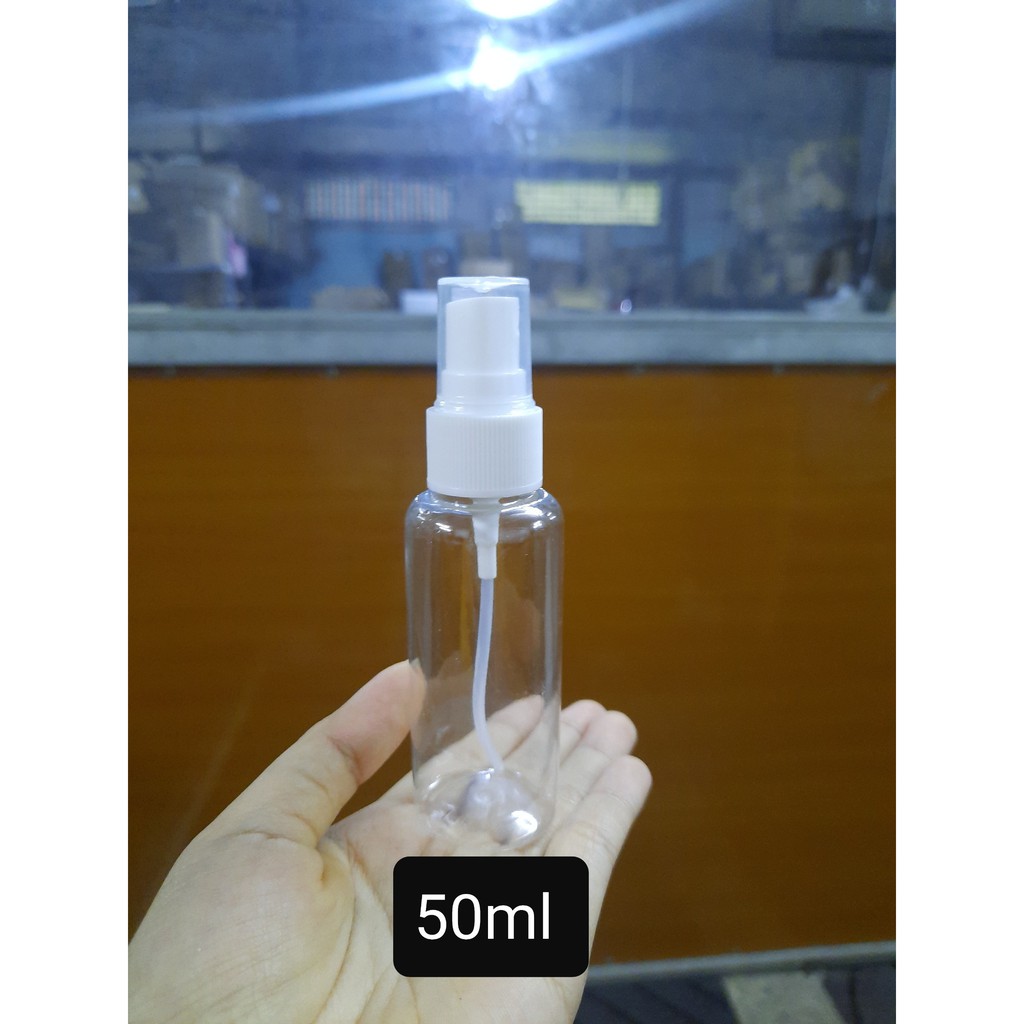 chai pet 50ml trong nắp phun sương trắng