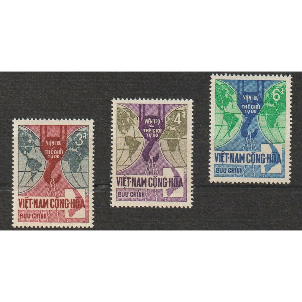 Tem sưu tập Tem Việt Nam Cộng Hòa Viện trợ của thế giới tự do cho Việt Nam 1966 ( 3 tem )