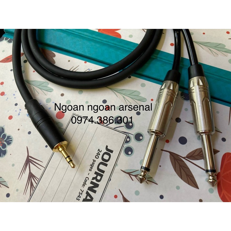 dây 3.5mm ra 2 đầu 6 ly(6.35mm)mono hàng chất lượng
